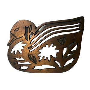 Vintage duck mallard metal trivet hot plate wall decor